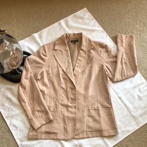 Notations Faux Suede Button Blazer Khaki  Size M